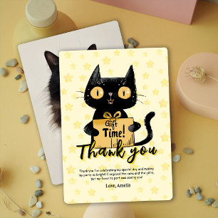 Photo Funny Black Cat Birthday Thank You Card
