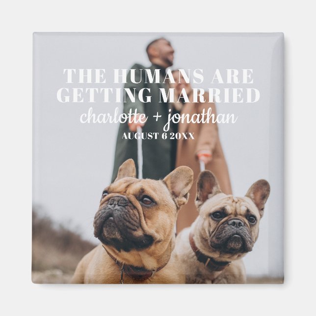 Photo Funny Dog Save the Date Wedding Magnet (Front)