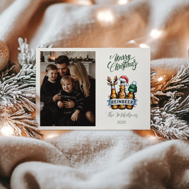 Photo Funny Reinbeer Christmas Holiday Card (Creator Uploaded)