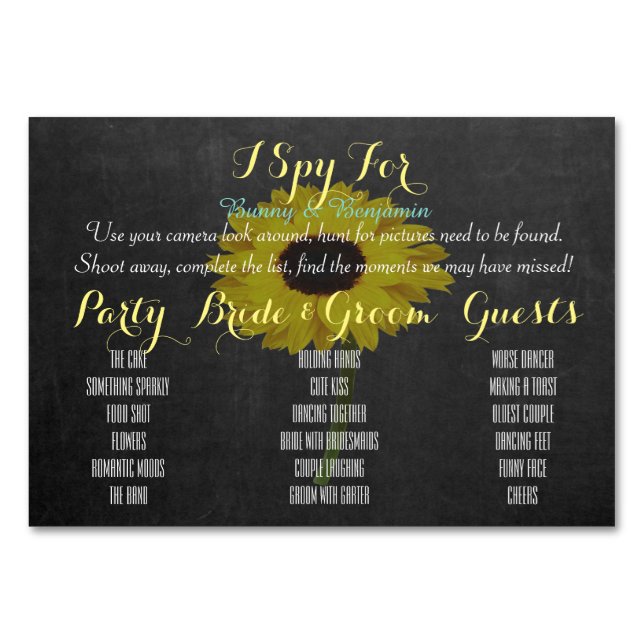 Photo Game Wedding Place Setting Table Game Cards (Front)