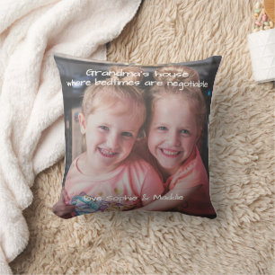 Photo Gift For Grandma Bedtimes Are Negotiable Cushion