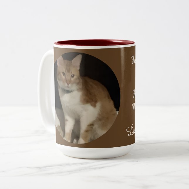 Photo Ginger Cat Text  Two-Tone Coffee Mug (Front Left)