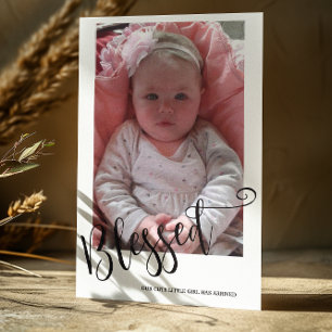 Photo Girl Birth Announcement Card