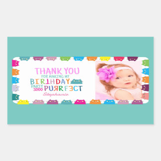Photo Girl Birthday Thank You Rectangular Sticker