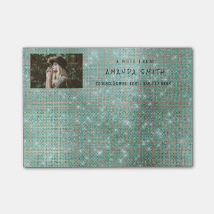 Photo Glam Custom Teal Sparkly Diamond Sequin Post-it Notes