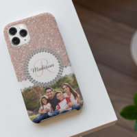 Photo Glitter Rose Gold Diamond Monogram