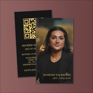 Photo Gold Black Stylish Exclusive Business Card