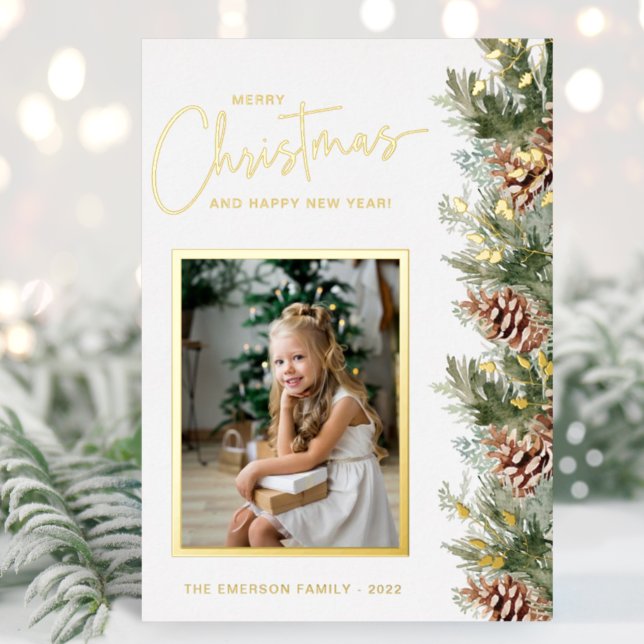 Photo Gold Christmas Holiday Foil Card (Creator Uploaded)