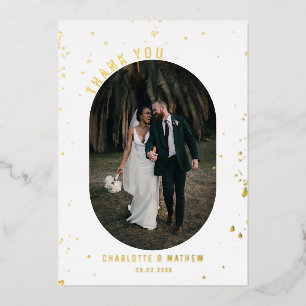 Photo Gold Foil Splatter Thank You Holiday Card