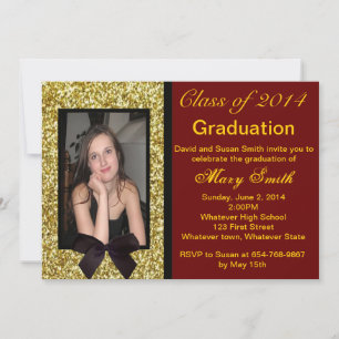 Photo Gold Glitter Graduation Invitation
