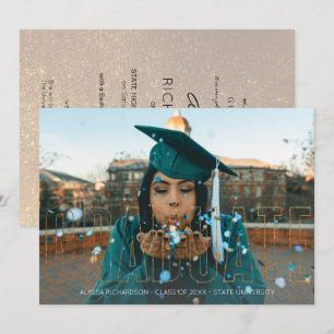 Photo & Gold Glitter x2 Graduate Announcement
