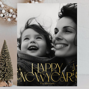 Photo Gold Happy New Year 2027 Foil Holiday Card