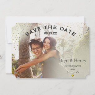 Photo Gold Light Effects Black Gold Dots on Back Save The Date