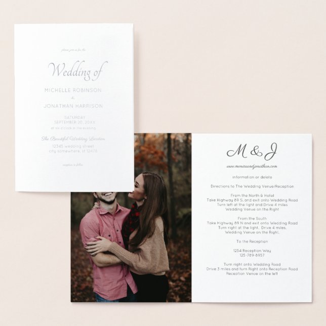 Photo & Gold or Silver Foil Wedding Foil Card (Display)