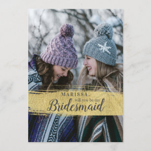 Photo Gold Will You Be My Bridesmaid Proposal Invitation