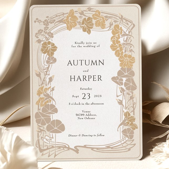 Photo Golden Elegance Botanical Wedding Invitation (Creator Uploaded)
