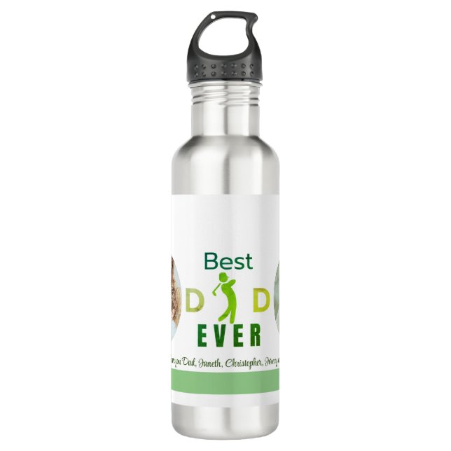 Photo Golf Best Dad Ever Cool Modern Fathers Day 710 Ml Water Bottle (Front)