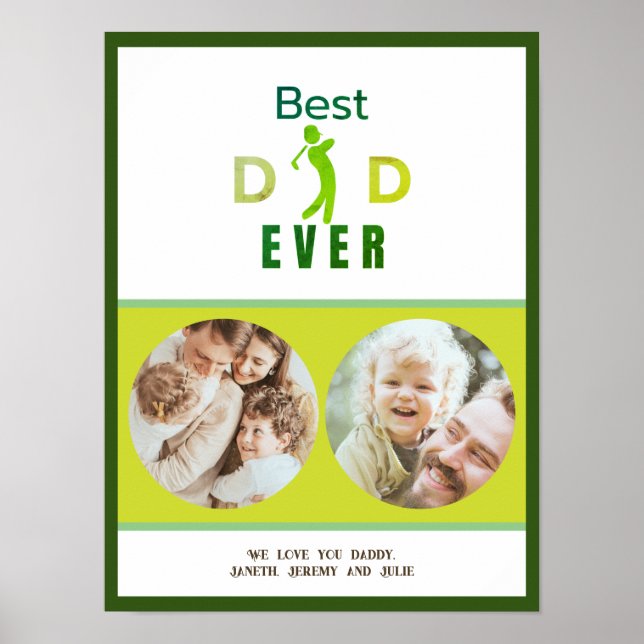 Photo Golf Best Dad Ever Cool Modern Fathers Day Poster (Front)