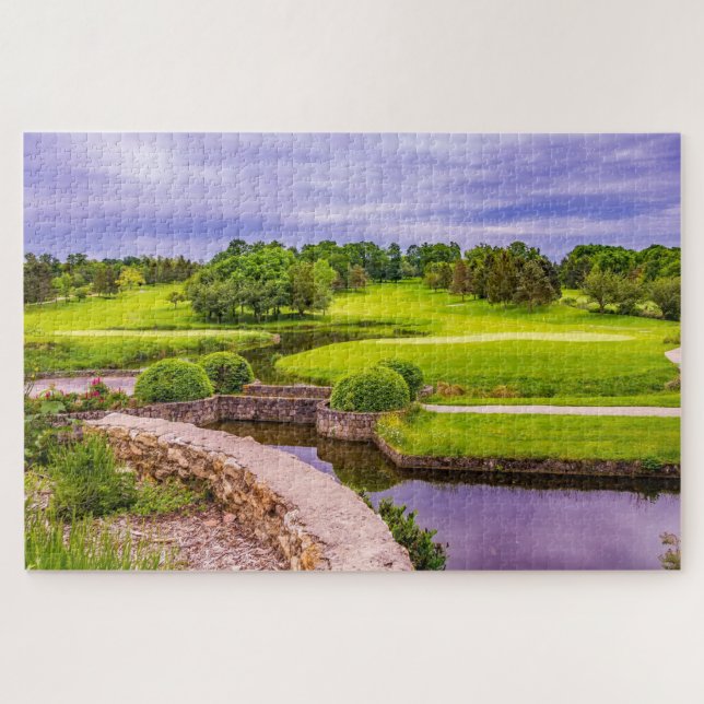 Photo Golf Course with Scenic Water Hazard Jigsaw Puzzle (Horizontal)