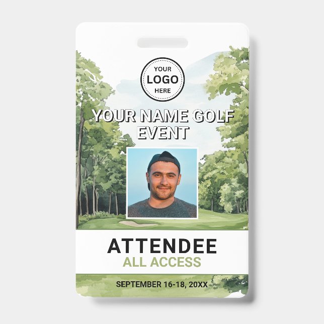 Photo Golf Event Badge ID Badge (Front)