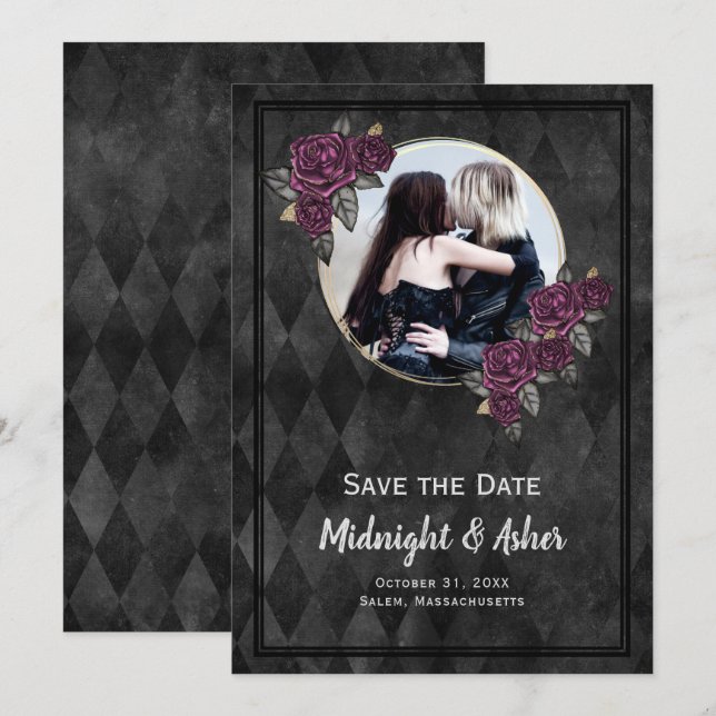 Photo Gothic Roses Save The Date (Front/Back)