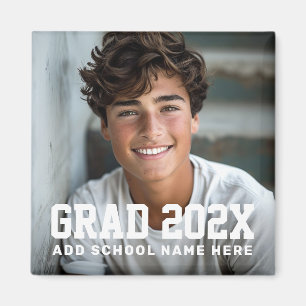 Photo grad class of year name or school graduation magnet