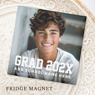 Photo grad class of year name or school graduation magnet