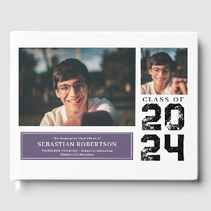 Photo Grad School Purple and White Guest Book