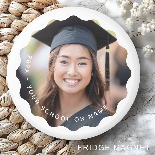 Photo grad year name school graduation wavy border magnet (Photo grad year name school graduation wavy border magnet)