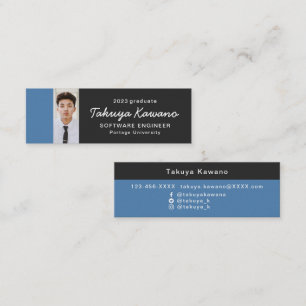 Photo Graduate Blue Black Mini Business Card