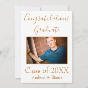 Photo Graduate Class of 20XX Brown and White Invitation