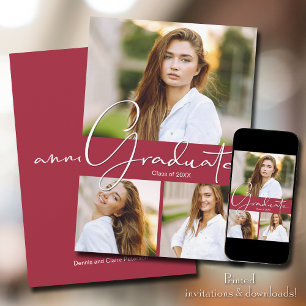 Photo Graduate Crimson Graduation Announcement