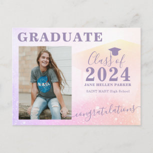 Photo graduate girly graduation party invitation postcard