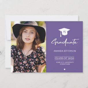 Photo graduate graduation announcement purple