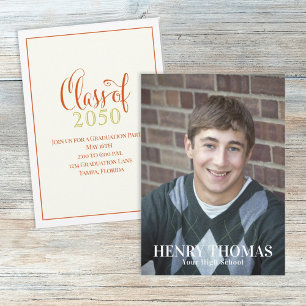 Photo Graduate Modern Simple Class Of Orange Gold Invitation