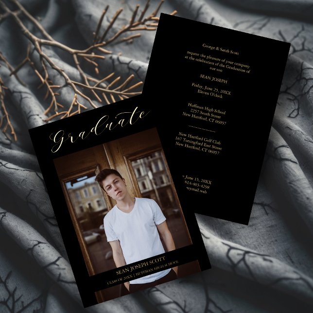 Photo Graduate Real Golden Modern Typography  (Photo Graduate Real Golden Modern Typography Metallic Foil Invitation Card.)