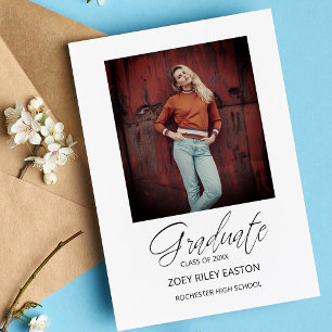 Photo Graduate Whimsical Modern Script Calligraphy Postcard