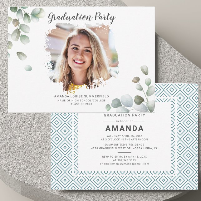 Photo Graduation 2025 Botanical Party Invitation (Photo Graduation 2025 Botanical Party Invitation)