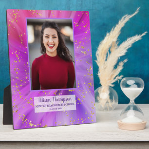 Photo Graduation Abstract Purple Gold Tabletop Plaque