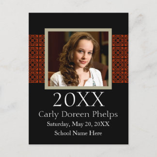 Photo Graduation Announcement Black Red White