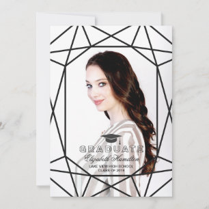 Photo Graduation Announcement Black & White Gem