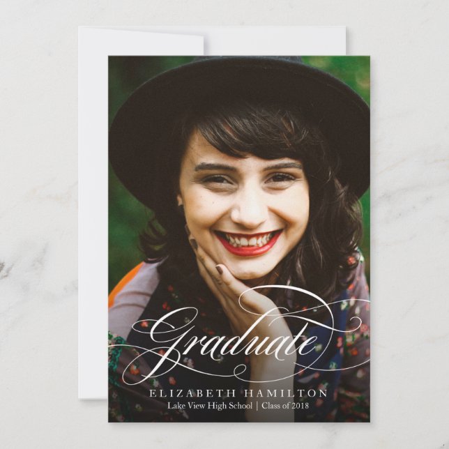 Photo Graduation Announcement Classy Calligraphy (Front)