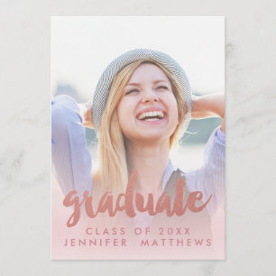 Photo Graduation Announcement Faux Rose Gold