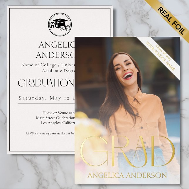 Photo Graduation Announcement Foil Invitation (Creator Uploaded)