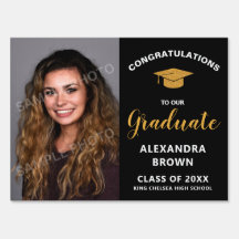 Photo Graduation Announcement Sign Black