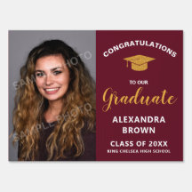 Photo Graduation Announcement Sign Burgundy