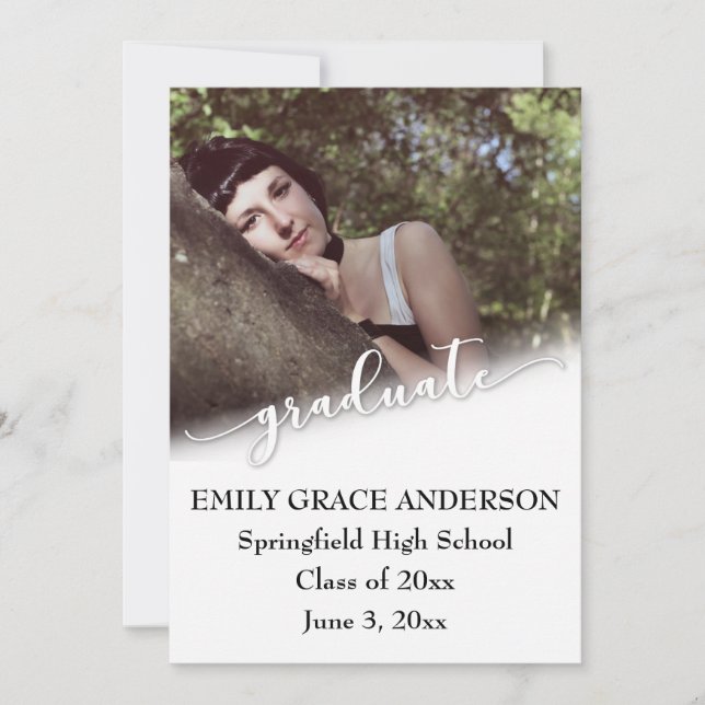 Photo Graduation Announcement with Modern Script (Front)