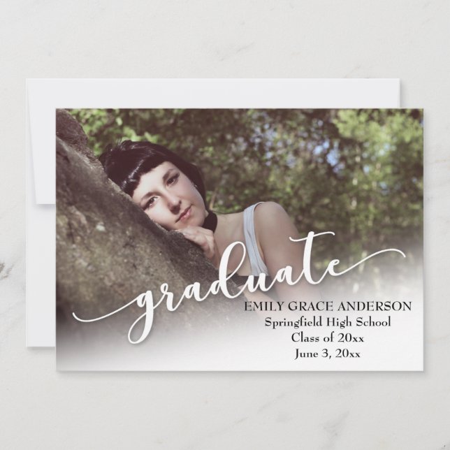 Photo Graduation Announcement with Modern Script (Front)