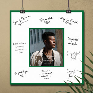 Photo Graduation Autograph Green Border Poster