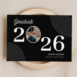 Photo Graduation Black and White Announcement Postcard
